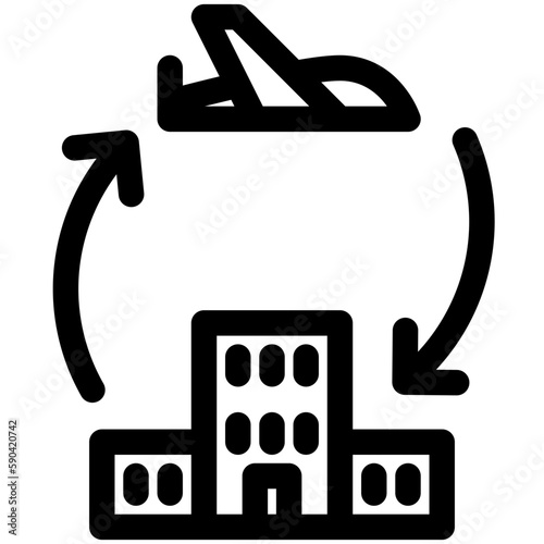 airport hotel transfer black outline icon
