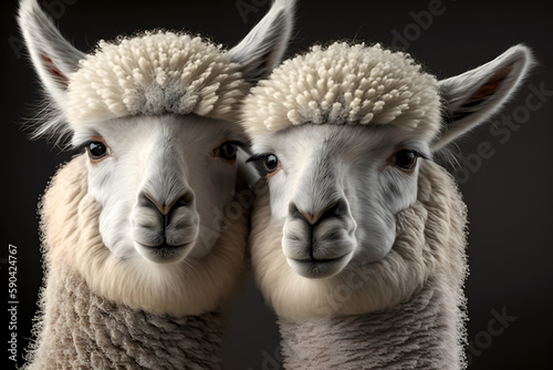 white alpacas Selfy, (lama, llama), generative AI 