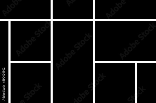 Mondrian of style pattern. Design mosaic tile black and white background. Design print for illustration, texture, textile, wallpaper, background. Set K