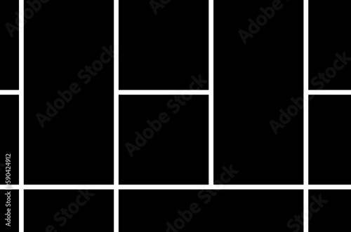 Mondrian of style pattern. Design mosaic tile black and white background. Design print for illustration, texture, textile, wallpaper, background. Set S