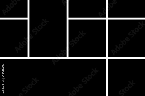 Mondrian of style pattern. Design mosaic tile black and white background. Design print for illustration, texture, textile, wallpaper, background. Set V