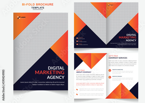 Business bifold brochure template design creative bi-fold pages brochure design. Corporate brochure with modern minimal template
