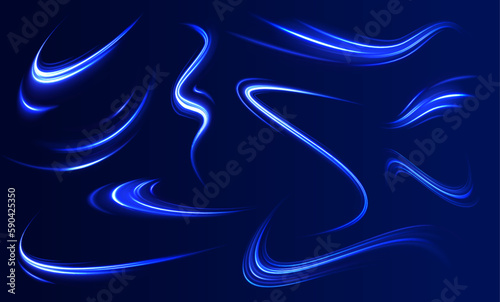 Blue light trail, wave speed, trace line twirl