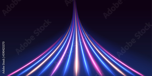 Abstract light lines of movement and speed with purple color sparkles. Laser beams luminous abstract sparkling isolated on a transparent background. Abstract neon color glowing lines background.