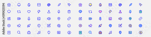 Outline vector icons for web and mobile. Thin 3-pixel stroke 