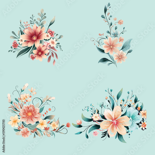 watercolor colorful modern seamless floral vector illustration