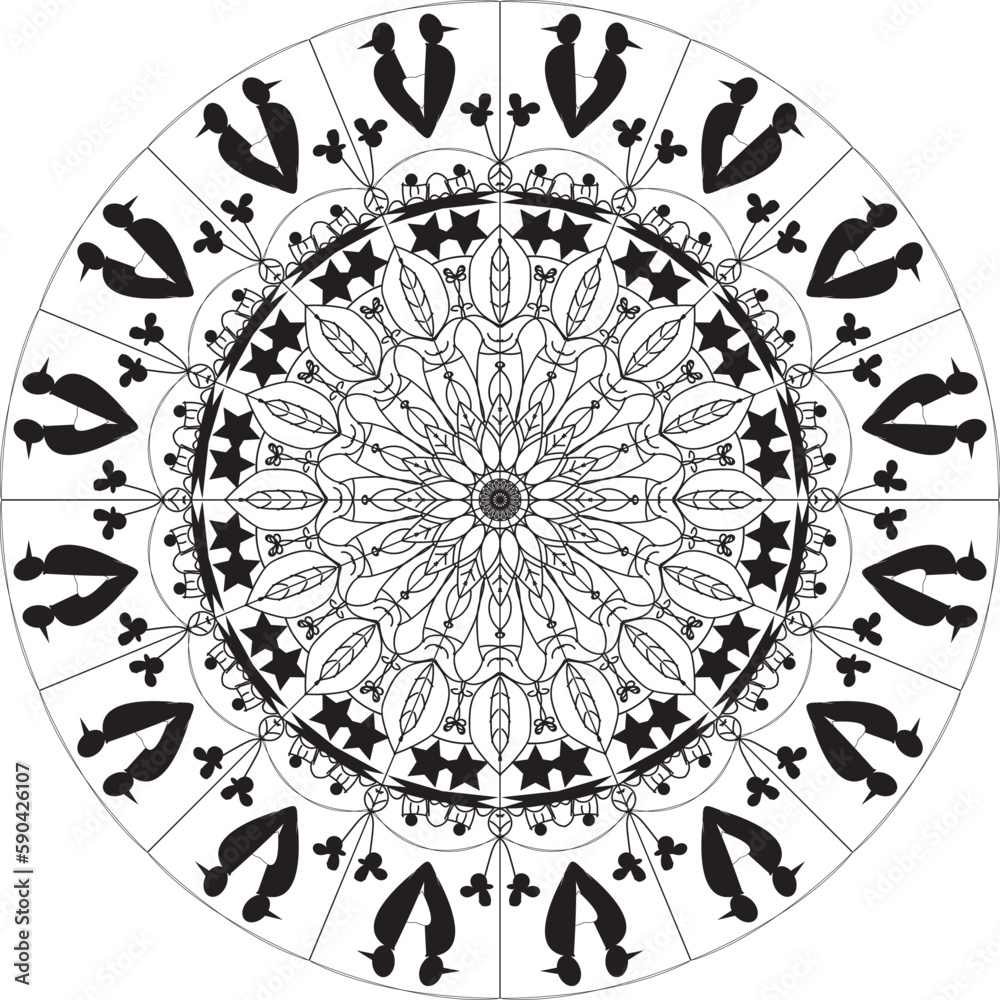 black and white spiritual symbol Mandala art 