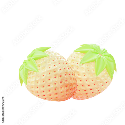 3d minimal rendering summer fruit pineberry