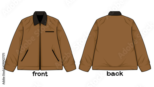 Brown plain work jacket mock up,which can be edited as needed in vector form.This design is for store products, templates, hoodie designs, mock ups, social media posts and others related to fashion.