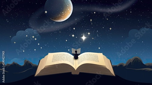 Person reading on a book in the sky