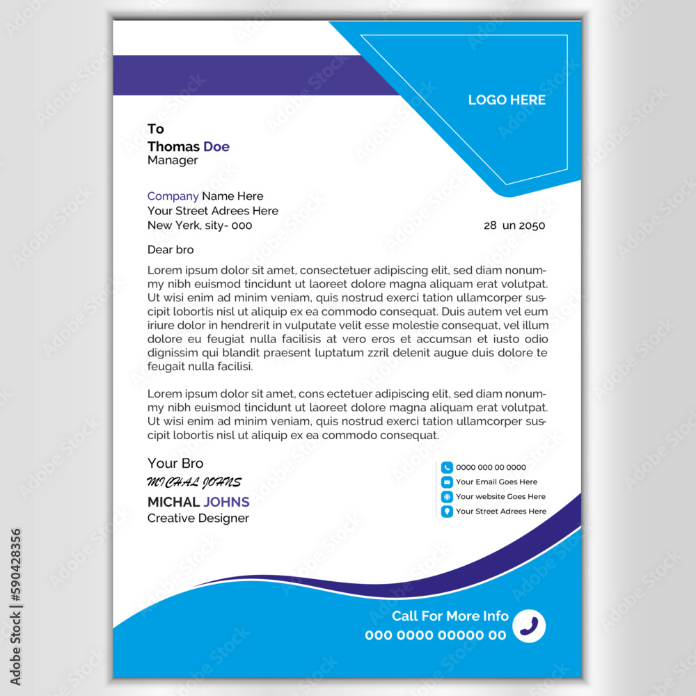 Modern Creative & Clean business style letterhead Template