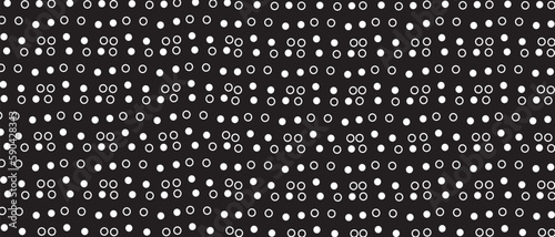 White polka dot pattern on black background. Straight dot pattern for backdrop and wallpaper template. Simple classic polka dot lines with repeat stripes texture. Polka background, vector illustration