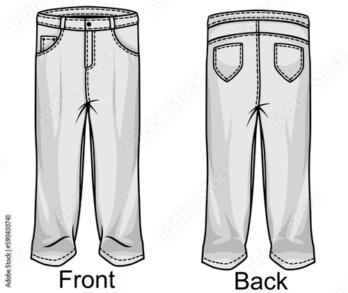 Long casual pants mock up front and back. Color can be adjusted.