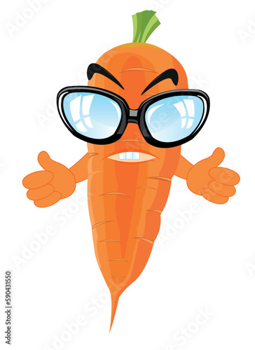 Vegetable carrot cartoon on white background is insulated