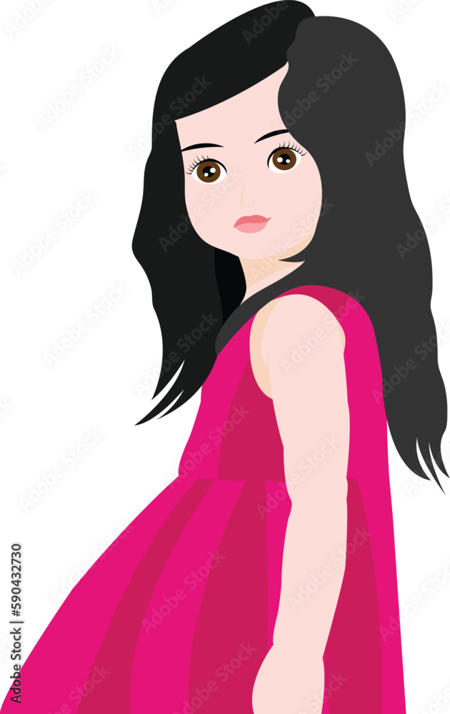girl in pink dress vector image