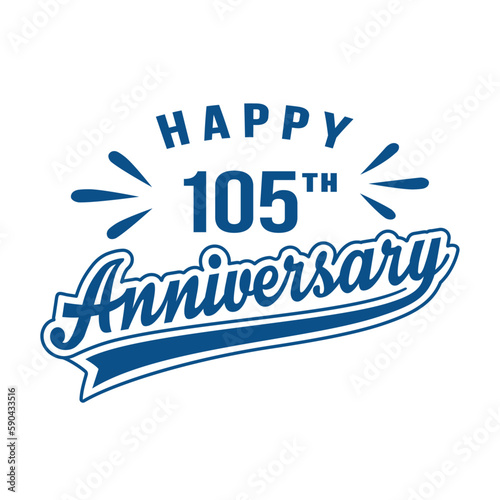 Happy 105th Anniversary. 105 years anniversary design template. Vector and illustration.
