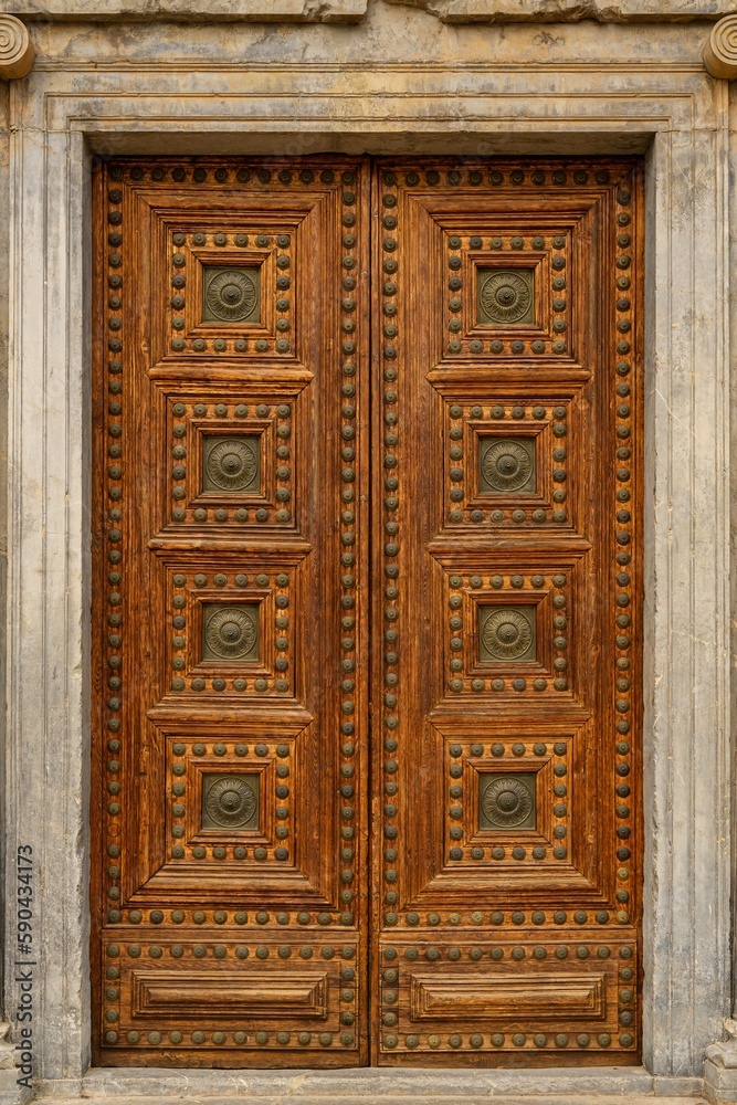 Old wooden door in Alhambra palace