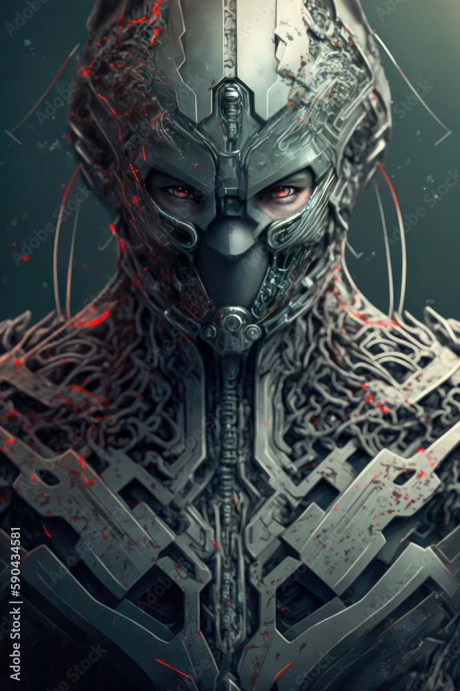 Future soldier or police officer in a futuristic cyberpunk city ,made with Generative AI Future soldier or police officer in a futuristic cyberpunk city ,made with Generative AI