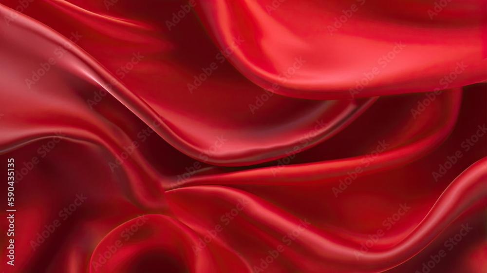 Obraz premium Red Luxurious Silk Satin: Opulent, Glossy, and Elegant Background Designs. Generative AI Illustration.