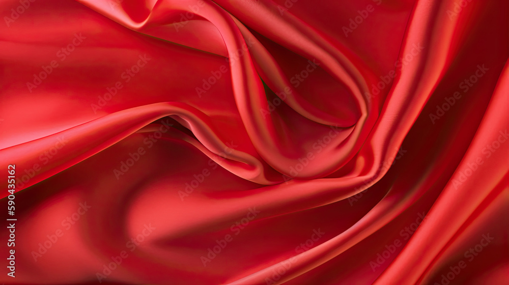 Obraz premium Red Luxurious Silk Satin: Opulent, Glossy, and Elegant Background Designs. Generative AI Illustration.