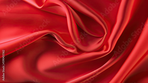 Red Luxurious Silk Satin: Opulent, Glossy, and Elegant Background Designs. Generative AI Illustration.