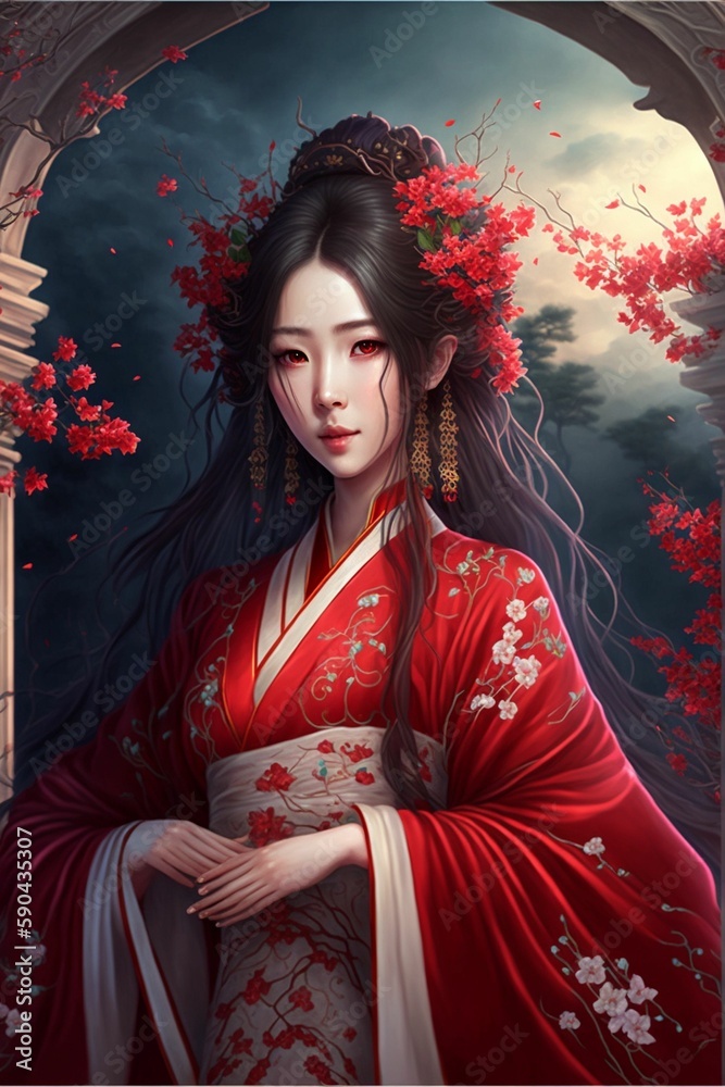 Fototapeta premium Beautiful chinese girl with hanfu