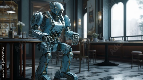 カフェにいるロボット（Generative AI） 