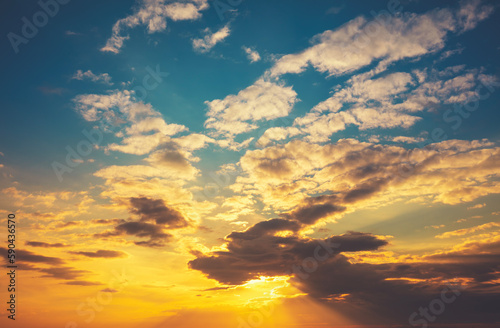 Colorful cloudy sky at sunset. Gradient color. Sky texture  abstract nature background