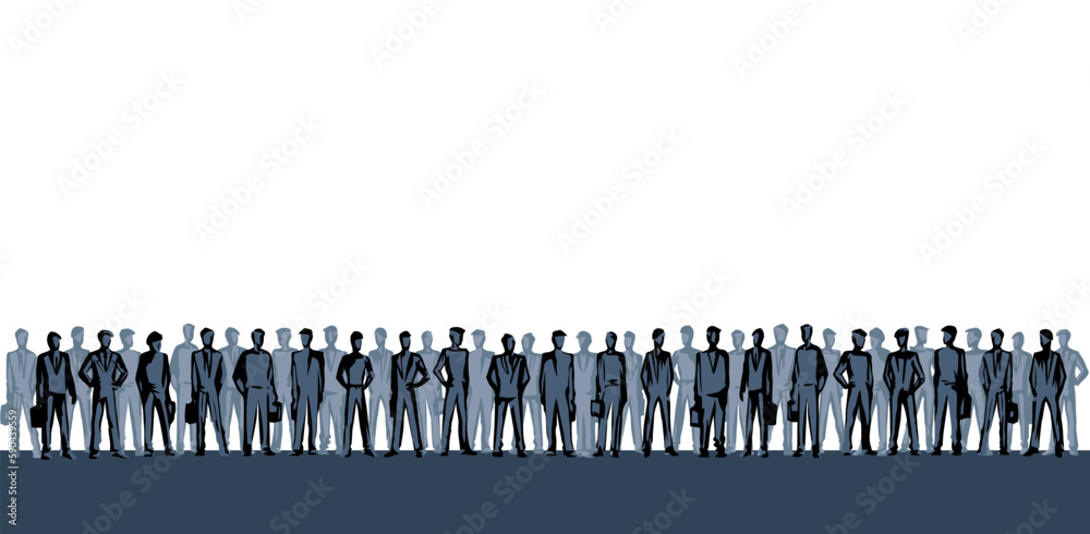 Vector drawing. Standing Businessman in a queue Vector drawing. Standing Businessman in a queue