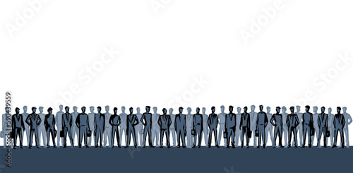 Vector drawing. Standing Businessman in a queue
