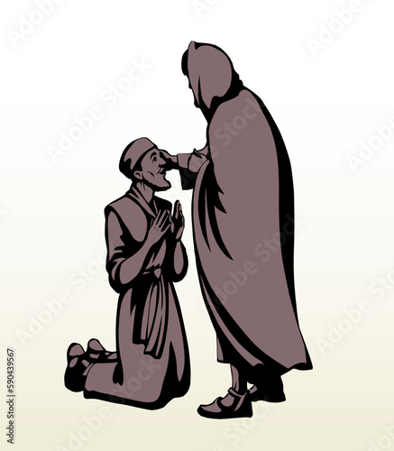 Vector drawing. Jesus heal the man