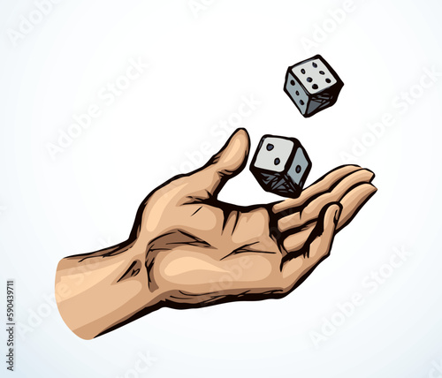 Vector drawing. The hand draws lots