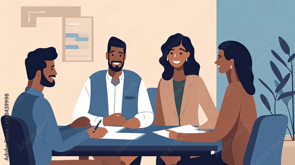 Diverse group of people working together in office Diverse group of people working together in office