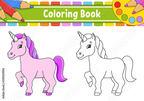 Coloring book for kids. cartoon character. Black contour silhouette. Isolated on white background. Vector illustration.