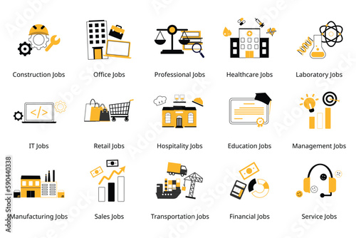 Type of Career and jobs icon of field of job you can choose for your career path