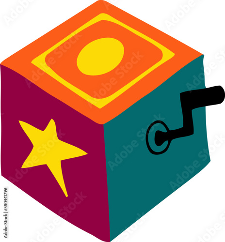April Fool Surprise Box Flat Hand Drawn Illustration