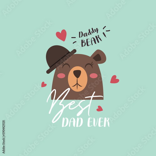 A visual design of the father's day celebration with a papa bear