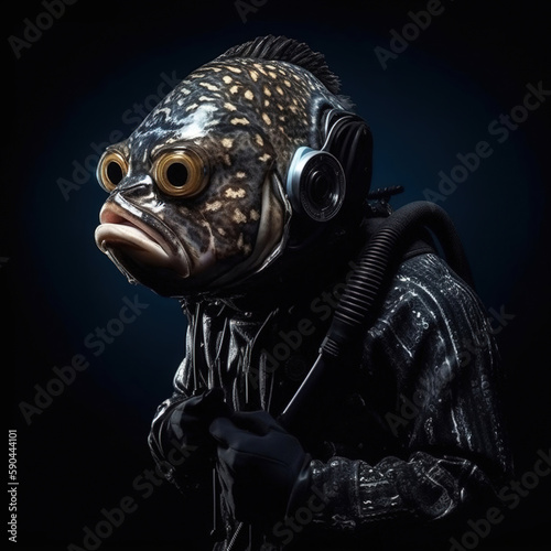 Underwater Dreams: Scuba Diver Transformed into a Steampunk Fish in Artwork