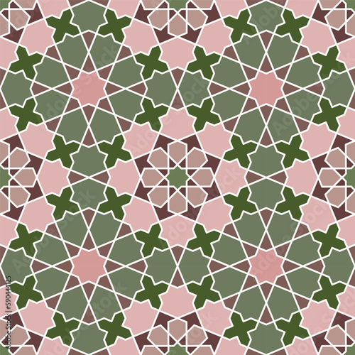 Seamless islamic pattern. Background vector illustration. Seamless girih pattern. Traditional Islamic Design. Mosque decoration element. Seamless geometric pattern. Vector ornamental pattern.