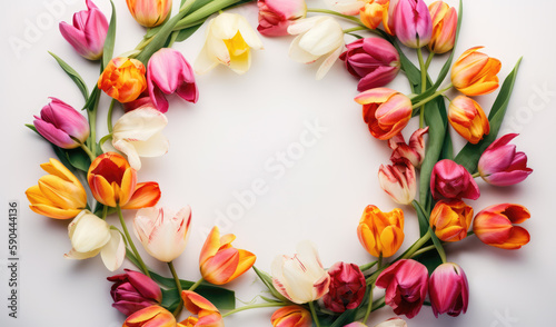 Beautiful fresh flowers on a white background. Generative AI