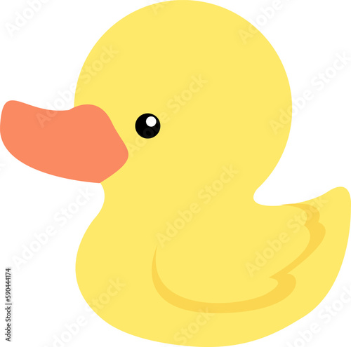 Yellow Duck Rubber Cute Doll Toy Animal Childhood Cartoon Vector Isolated