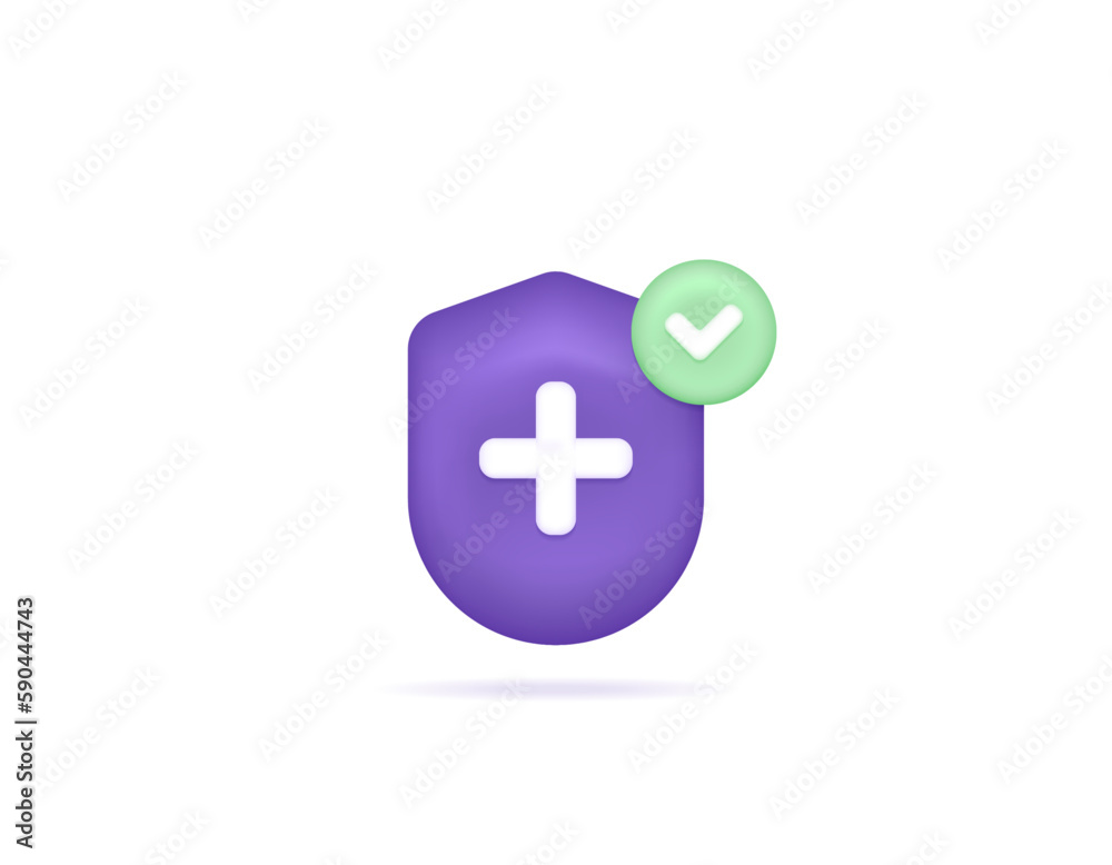 Obraz premium life and health insurance. safe and reliable protection and insurance. icon and symbol of shield, health, tick. illustration concept design. vector elements