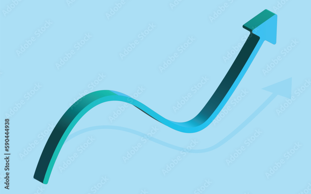Arrow growth graph with shadow 3d icon. Indicator of the financial ...