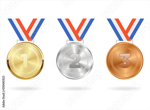 Collection of Gold silver and bronze winner award medals