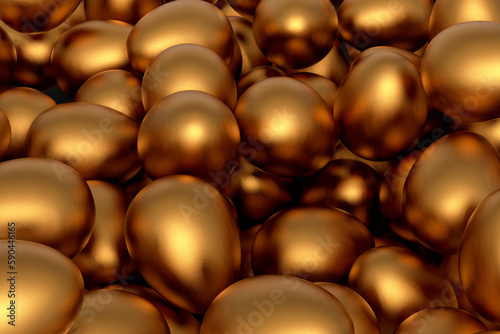 Heap of farm raw organic gold chicken eggs  abstract background