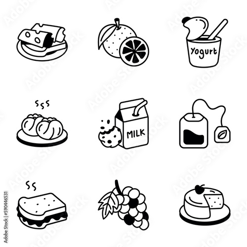 Set of Healthy Food Hand Drawn Icons 

