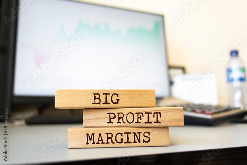Wooden blocks with words 'Big Profit Margins'. Business concept