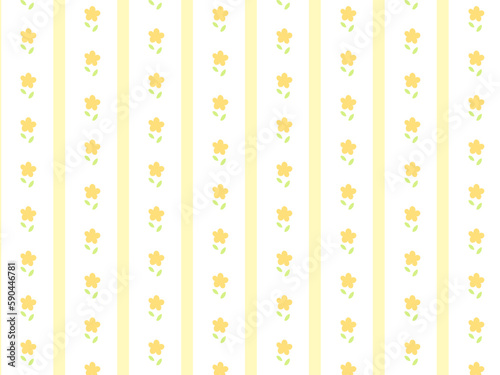 黄色の花模様とストライプの背景 (ID: 590446781)