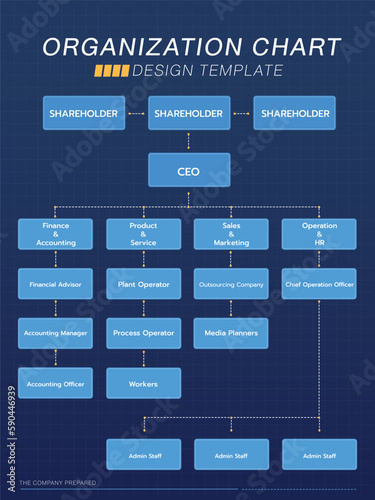 Company Organization Chart. Company Structure business hierarchy diagram corporate organizational structure graphic elements, Modern infographic vector illustration.