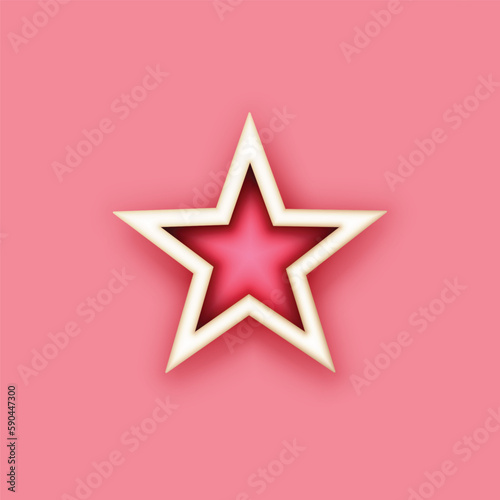 Colorful Cute Magical Star  Deco Element. Aesthetic Object. Trendy Kids Print. Futuristical Concept. Vector 3d Illustration